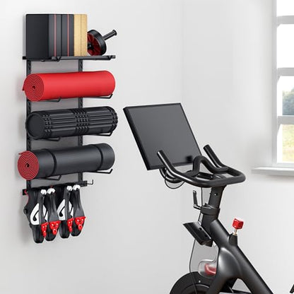 Home Gym Storage Shelf Only, Adjustable Gym Equipment Organizer Wall Mounted with 1 Board, Yoga Mat Holder, Storage Rack Compatible with Peloton Shoes & Mat, Shelf for Home Training Accessories - style: With 1 Board