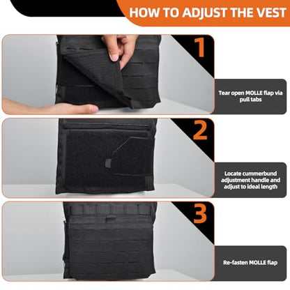 Weighted Vest for Men Adjustable Heavy Duty Training Vest with MOLLE System,Strength Training, Running and Workouts