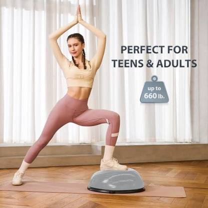 ZELUS 23in. Balance Ball with 55cm Yoga Ball, Resist Bands & Foot Pump - color: Grey