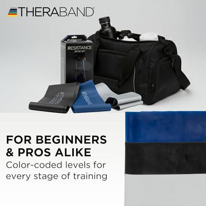 THERABAND Resistance Bands Set, Elastic Bands for Exercise & Physical Therapy, Strength Training for Upper & Lower Body Fitness