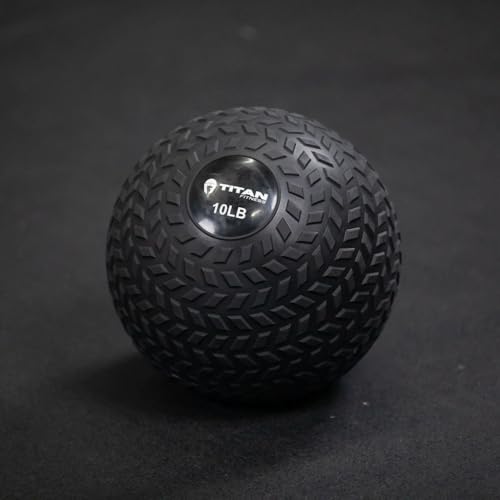 Titan Fitness Rubber Tread Slam Ball, Dead Bounce, Weight Workout - Throw, Catch, Slam, Twist - style: 10 lb