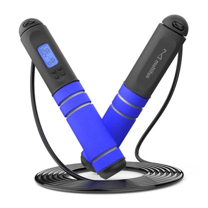 Digital Jump Rope with Smart Counter & Timer - Adjustable Speed Skipping Rope for Fitness, Weight Loss, Boxing, MMA - Tangle-Free Ball Bearings & Anti-Slip Handles for Men, Women, Kids.(Check 2026 New Evolution for 3s Rope Swap) - color: Blue