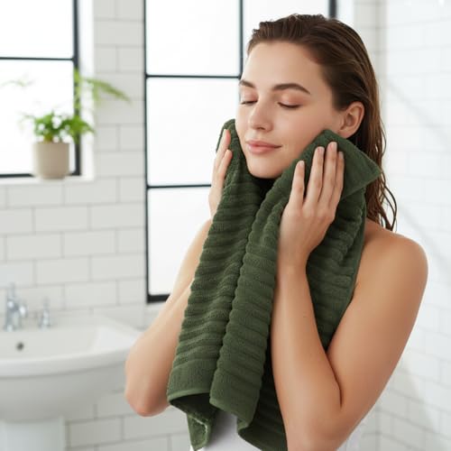 6 Pack Microfiber Hand Towels for Bathroom, 16"x30",Olive Green - color: Olive Green