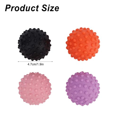 4pcs Foot Massage Ball, Multi-Color Durable TPR Spiky Roller Portable Plantar Deep Spikyball Massage Fascia Tools Accessories for Women & Men Home Use