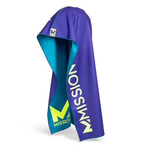 MISSION Reversible Cooling Hoodie Towel- Hood Towel, Cools Instantly When Wet, UPF 50 Sun Protection, Contours Your Head to Stay in Place, Great for Sports, Fitness, Gym (Teal Purple) - color: Teal Purple