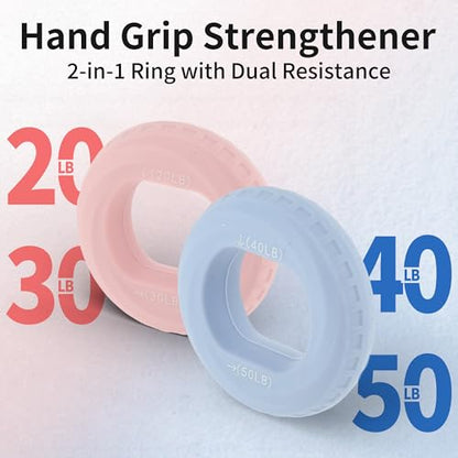 Hand Grip Strengthener, Adjustable Strength Grip, Silicone Grip Circle, for Men Adult, 2 Pcs - color: Pink & Sky Blue(40/50LB,20/30LB)
