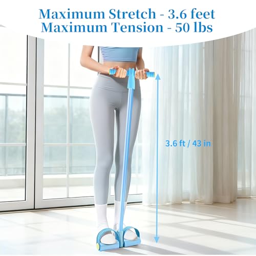 Pedal Resistance Bands with Handles, Upgrade 6-Tubes Elastic Bands for Exercise, Natural Rubber Foot Pedal Resistance Bands, Multifunction Fitness Bands for Abdomen, Waist, Arm, Leg, Pilates - color: Blue