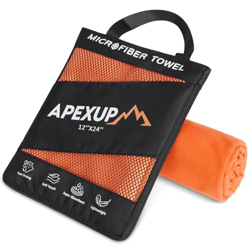 Microfiber Travel Towel, Ultra Absorbent Quick Dry Towels, Lightweight Gym Sports Camping Towel for Workout, Yoga, Beach, Shower, Swimming (24"×12", Orange) - color: Orange, size: 24"×12" Single