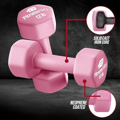Neoprene Coated Workout Dumbbells set of 2 – Anti Roll, Non Slip with Smooth Grip Fitness & Exercise Dumbbells – Hexagon Shaped Hand Weights for Women & Men – Best Choice for Gyms & home use - color: 02lb - Light Pink