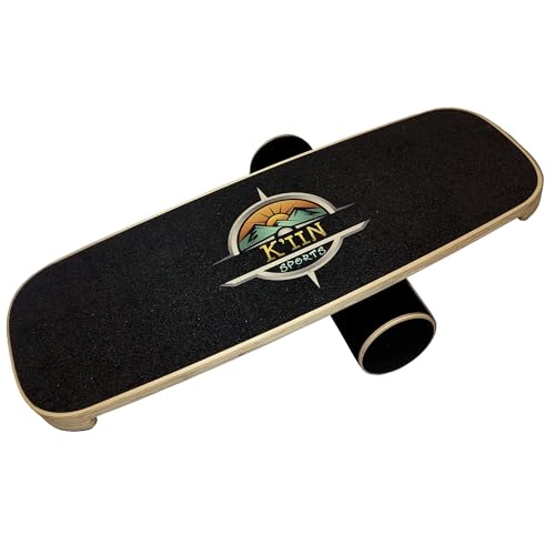 Kiin Balance Board Trainer, adjustable stoppers – Indo Board, Balancing Board for Surfing, Core Training, Wobble Board for Skateboarding, Surfing, Skating, Yoga and Fitness. - color: Black
