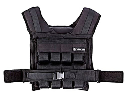 Driven | 35lb Black Weight Vest | Adjustable Removable Weights | Calisthenics Fitness Body Training 1000D Nylon