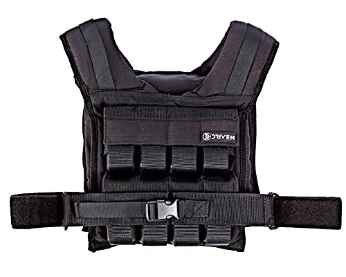 Driven | 35lb Black Weight Vest | Adjustable Removable Weights | Calisthenics Fitness Body Training 1000D Nylon