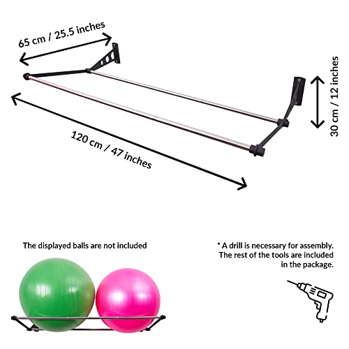 Exercise Ball Holder | Organize Your Space | Wall Mounted Rack | Yoga Ball Holder | Exercise Wall Mount | Fitness Therapy & Stability Rack | For Gyms, Studios, Home Gyms