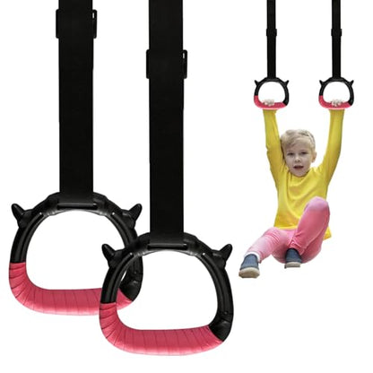 Gymnastics Rings for Kids, Pull Up Rings with Adjustable Straps for Children Home Gym Strength Training