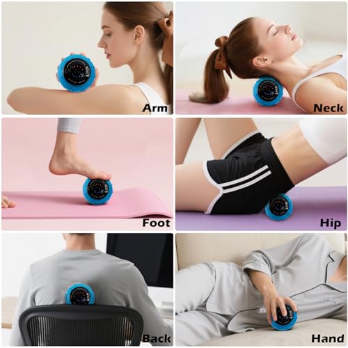5-Speed Vibrating Massage Ball: Silicone Electric Massager with Auto Shut-Off, Physical Therapy Ball for Fitness, Mobility, and Relaxation, Wellness Gift (Blue) - color: Blue