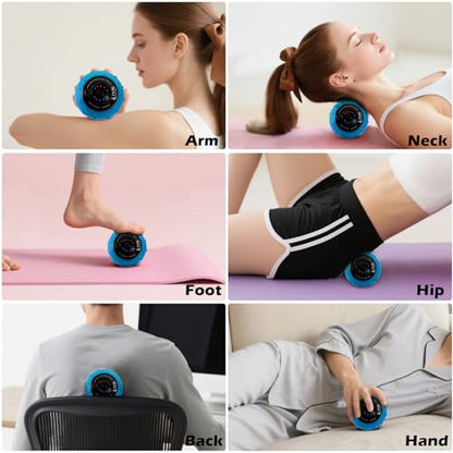 5-Speed Vibrating Massage Ball: Silicone Electric Massager with Auto Shut-Off, Physical Therapy Ball for Fitness, Mobility, and Relaxation, Wellness Gift (Blue) - color: Blue