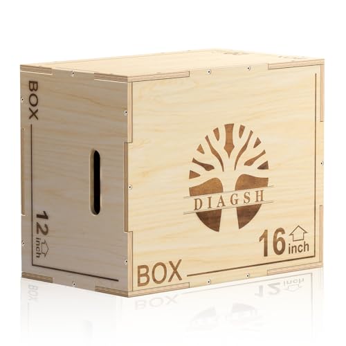 Plyo Box - 3-in-1 Wood Plyometric Jump Platform (16"x12"x8") for Home Gym Training - Ideal for Jumps, Squats & Conditioning-1 Piece - size: 20" x 16" x 12"
