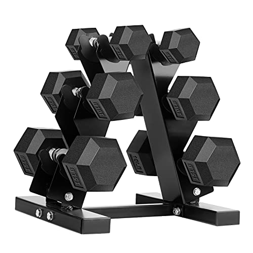 Hex Dumbbells Rubber Coated Cast Iron Hex Black Dumbbell Free Weights for Exercises - style: 15 Pounds / Pair