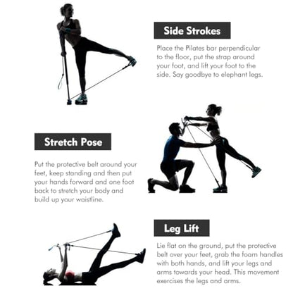 Pilates Bar Kit with Resistance Bands,Multifunctional Pilatess Bar,Stretched Fusions Toning Bar,Pilates Sculpt Bar,Home Gym Equipment for Women & Men Home Gym Pilates Yoga