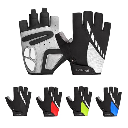 Cycling Gloves,Gel Padded Bike Gloves for Men Cycling,Anti-Slip & Shock-Absorbing Lightweight & Breathable Design Road Bicycle Half Finger for Women - color: White, size: Large