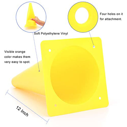 12 Inch Traffic Training Cones, Plastic Safety Parking Cones, 6 Colors - color: Yellow Set of 12