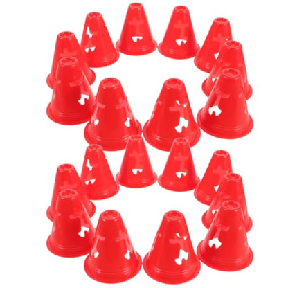 MAGICLULU 20pcs 8cm High Plastic Soccer Cones Football Training Marker Set for Agility and Roller Skating, Red Mini Sports Field Cones for Indoor and Outdoor Use