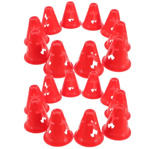 MAGICLULU 20pcs 8cm High Plastic Soccer Cones Football Training Marker Set for Agility and Roller Skating, Red Mini Sports Field Cones for Indoor and Outdoor Use