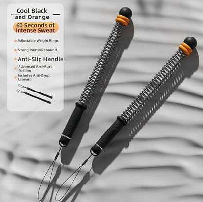 Ropeless Battle Rope Battle Ropes for Home Gym - 2PC workout ropes with Non-Slip Handles, Durable Workout for All Fitness Levels (Black)