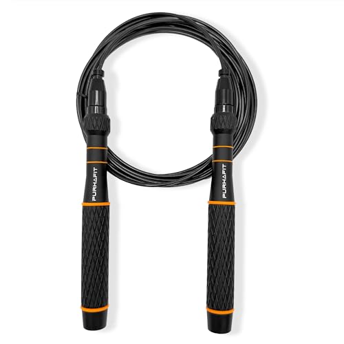 LYRA Adjustable Speed Jump Rope – 360° Ball Bearings, Steel Cable & Aluminum Handles – Fast Double Unders for CrossFit, HIIT & Fitness Workouts – Carry Bag & Extra Cable Included