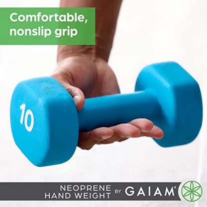 Gaiam Dumbbell Hand Weight (Sold in Singles) - Neoprene Coated Exercise & Fitness Dumbbell for Home Gym Workouts and Strength Training - Free Weights for Women and Men - size: 5lb