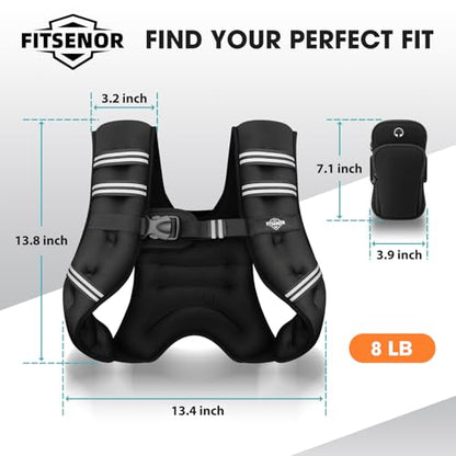 Weighted Vest for Men Women Walking, 6lb/8lb/12lb/16lb/20lb/30lb Strength Training Weight Vests with Phone Pocket, Comfortable Weighted Vest for Running Men, Rucking, Weight Loss, Gym Accessories - size: 8 lb