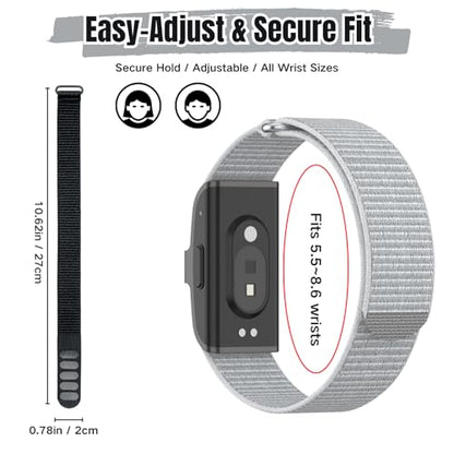 CAMTOVGCA Nylon Loop Compatible with Hume Band, Nylon Replacement Strap, Soft Adjustable Breathable Sport Wristband for Fitness Tracker - color: Grey