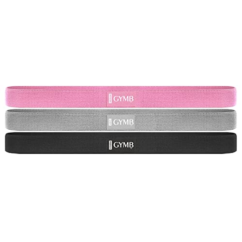 Resistance Bands - Non Slip Cloth Exercise Bands to Workout Glutes, Thighs & Legs - Booty Band Training for Gym & Home Fitness, Yoga, Pilates - 3 Levels (Pink, Gray, Black) - Long Bands
