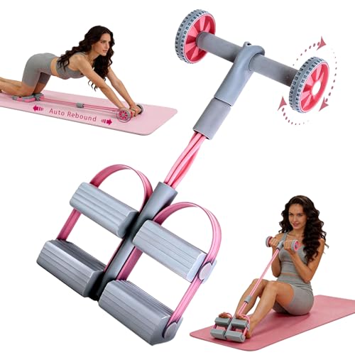 Resistance Bands with Handles, 6 Tube Pedal Resistance Band for Exercise, Dual Pedal Adjustable Resistance, Ab Roller Handle Full Body Home Workout Equipment for Abs, Legs, Arms, Women