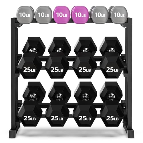 Dumbbell Rack, Heavy Duty Weight Storage Rack with Adjustable Width, Non-Slip & Floor-Friendly, Home Gym Organizer for Strength Training Equipment - color: Black