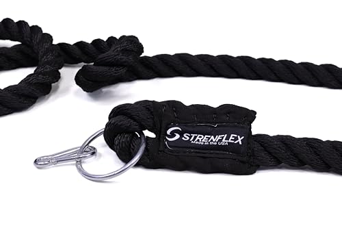 Sled Pulling Rope with Metal Ring – 1.5 Inch Heavy Duty Sled Pull Rope for Weight Sled, Gym Workout & Strength Training – Protective Nylon Sleeve – Available in 6ft to 30ft Lengths