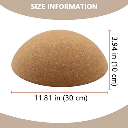 Solid Cork Balance Board Half Ball, 11.8" (30cm) Fitness Half-Ball Trainer for Balance Stability, Mobility & Core Strength Development Excecise Tool for Yoga, Rehab, Pilates & Surf Traning
