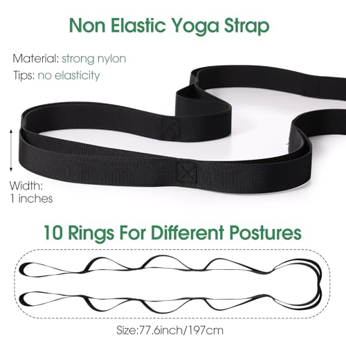 8 Pack Stretching Strap with 10 Loops Bulk Yoga Strap Bulk for Physical Therapy Stretch Bands with Loops Non Elastic Bands for Exercise Dance