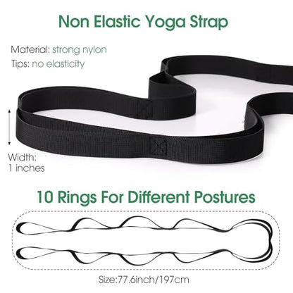 8 Pack Stretching Strap with 10 Loops Bulk Yoga Strap Bulk for Physical Therapy Stretch Bands with Loops Non Elastic Bands for Exercise Dance