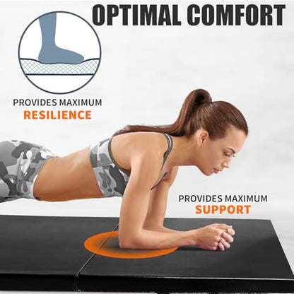 RitFit Upgraded Folding Exercise Mat, 2 Inch Thick Gymnastics Mat - color: Black(4' x 8')