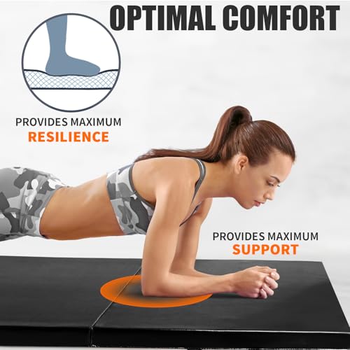 RitFit Upgraded Folding Exercise Mat, 2 Inch Thick Gymnastics Mat - color: Black(4' x 8')