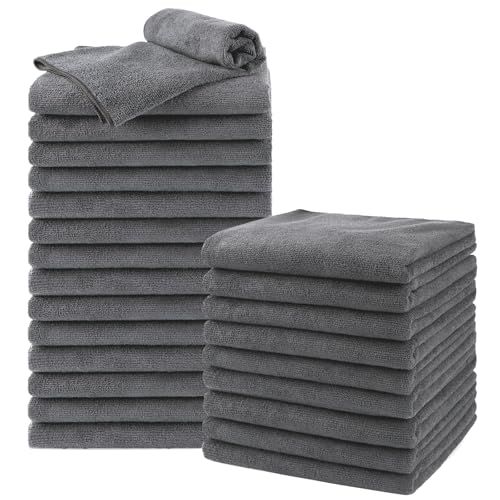 Salon Towels 24 Pack, Super Soft Microfiber Gym Towels, Highly Absorbent Hair-Drying Cloth for Gym, Bath, Spa Use and Home Beauty Care - Grey (16x29 inch) - color: Grey, size: 24PK