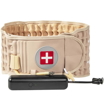 Decompression Belt with Elec. Pump,Inflatable Back Brace, Beige - color: Beige