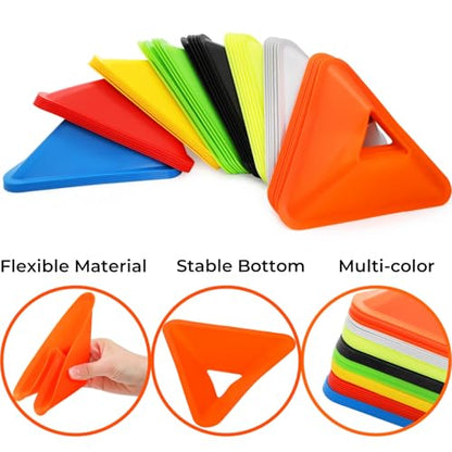48 Pack Soccer Cones for Training, Flexible Agility Disc Cones with Carry Bag and Strap, Mini Sports Practice Equipment for Football Basketball Drills (8 Colors)