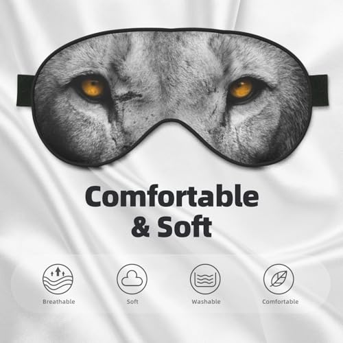Golden Eyes Lion Face Sleep Mask Eye Mask with Adjustable Strap Eye Sleep Shade Cover Blocks Light for Women Men Airplane Travel Nap - color: Golden Eyes Lion Face