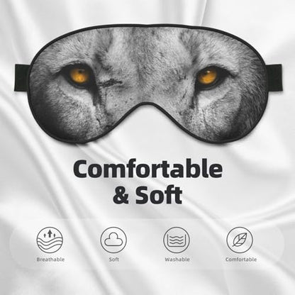 Golden Eyes Lion Face Sleep Mask Eye Mask with Adjustable Strap Eye Sleep Shade Cover Blocks Light for Women Men Airplane Travel Nap - color: Golden Eyes Lion Face