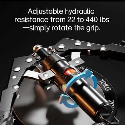 Adjustable Twister Arm Exerciser, 22-440lb Hydraulic Power for Men Women, 3 in 1 Hydraulic Power Chest Workout Equipment with Ab Roller Wheels and Hooks, Shoulder Muscle Training Fitness Equipment