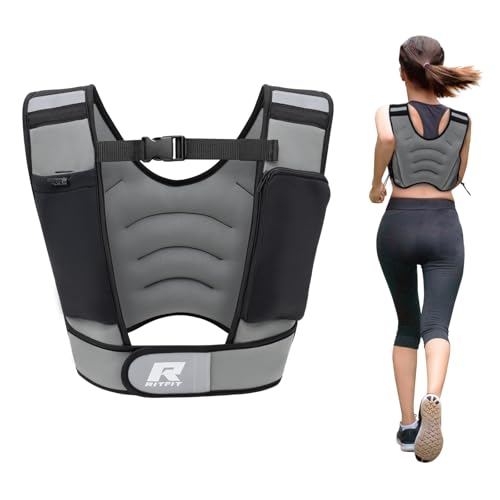 RitFit Weighted Vest, 4lb/8lb/10lb/12lb/15lb/20lb Weight Vest with Reflective Stripes, Weight Vest Adjustable for Women and Men Workout, Strength Training, Running, Fitness, Jogging, Walking - color: 10LB