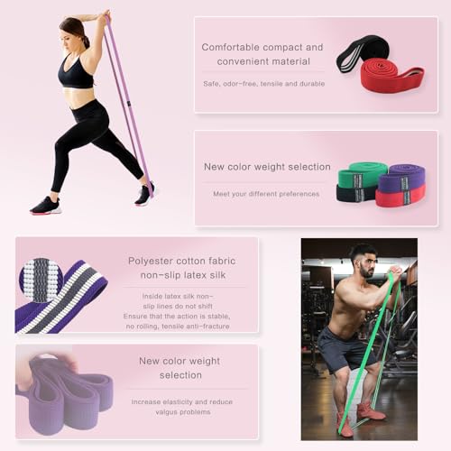 Resistance Bands for Working Out,4pcs Fabirc Resistance Band Set Full Body Elastic Bands for Exercise Bands Workout Bands Resistance