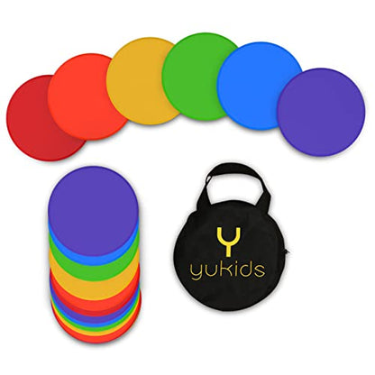 Poly Spot Markers - Non-Slip Rubber Agility Dots - Perfect for Sports (e.g. Soccer, Basketball) and Gym Training, Dance Class, PHYS Ed (PE) Equipment and Classroom Org (Set of 30)